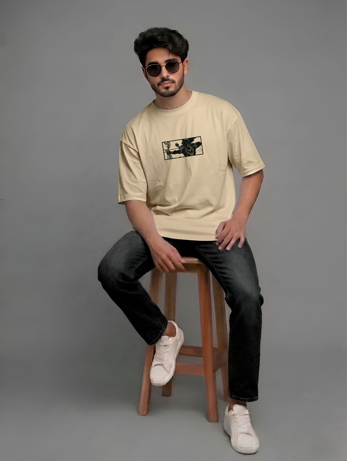 Evenway Signature Warrior Tee - Oversized Beige Streetwear