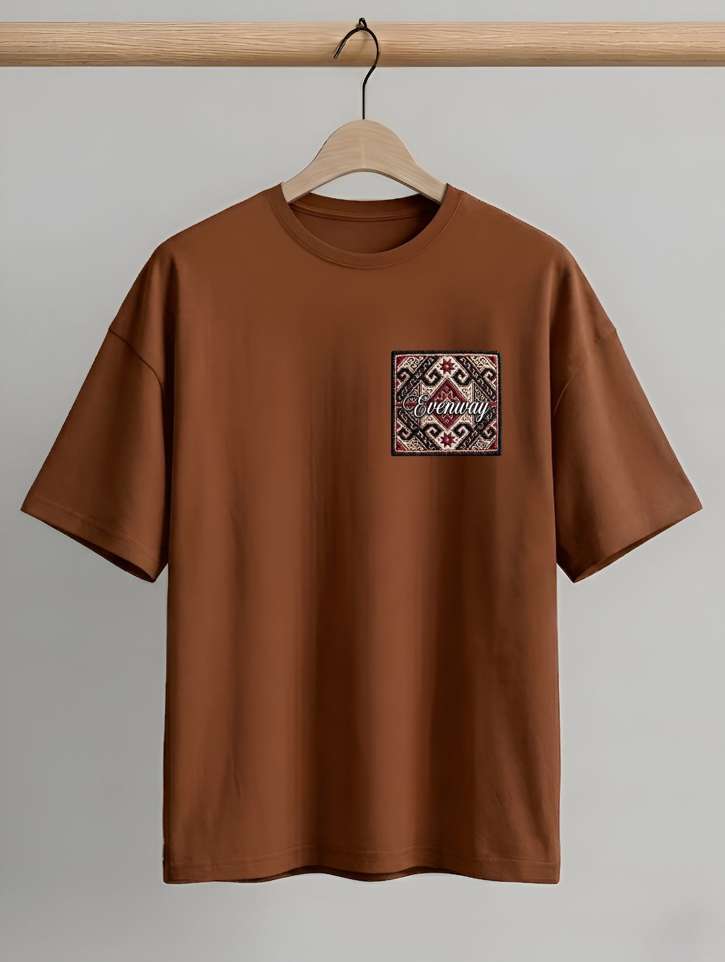 Evenway Anatolian Rug Beige Oversized Tee | Cultural Graphic Shirt