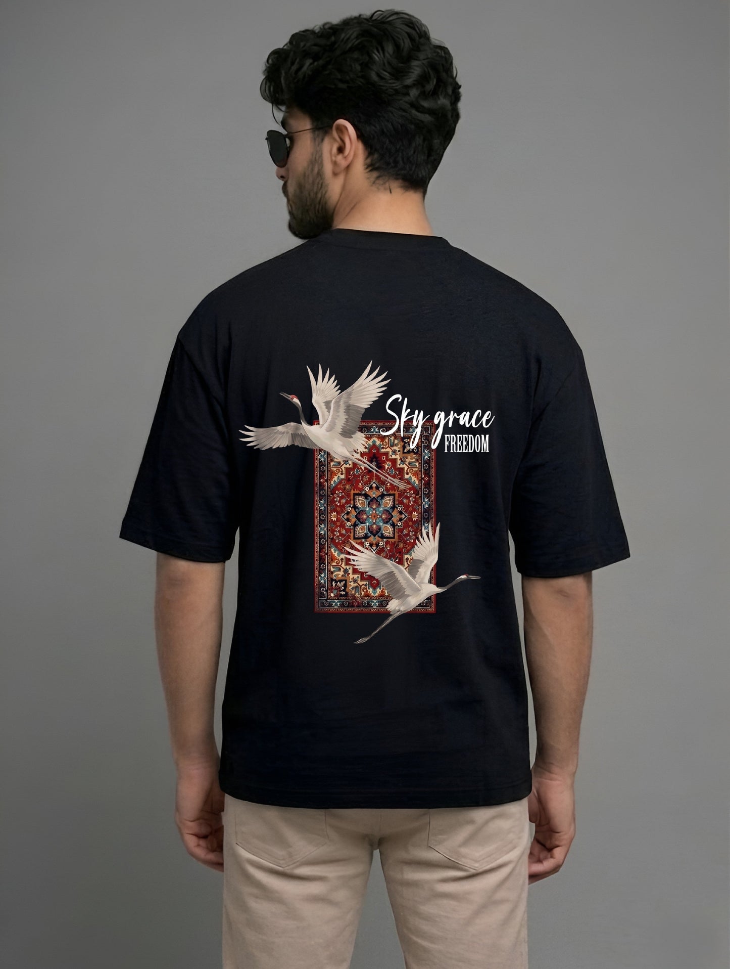 Evenway Fly Your Own Way Graphic Tee Graphic T-Shirt – Crane Print Oversized Fit
