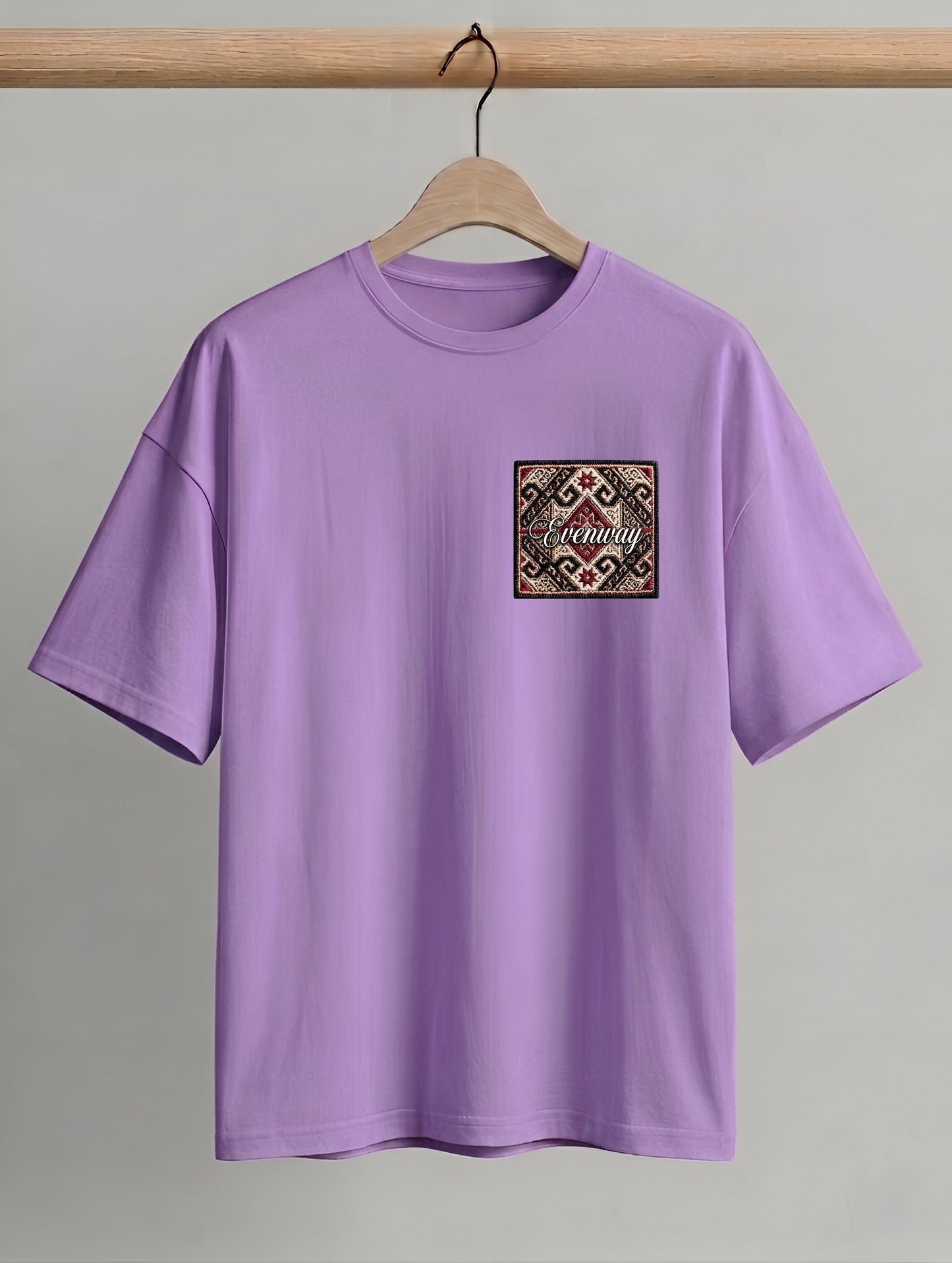 Evenway Anatolian Rug Beige Oversized Tee | Cultural Graphic Shirt