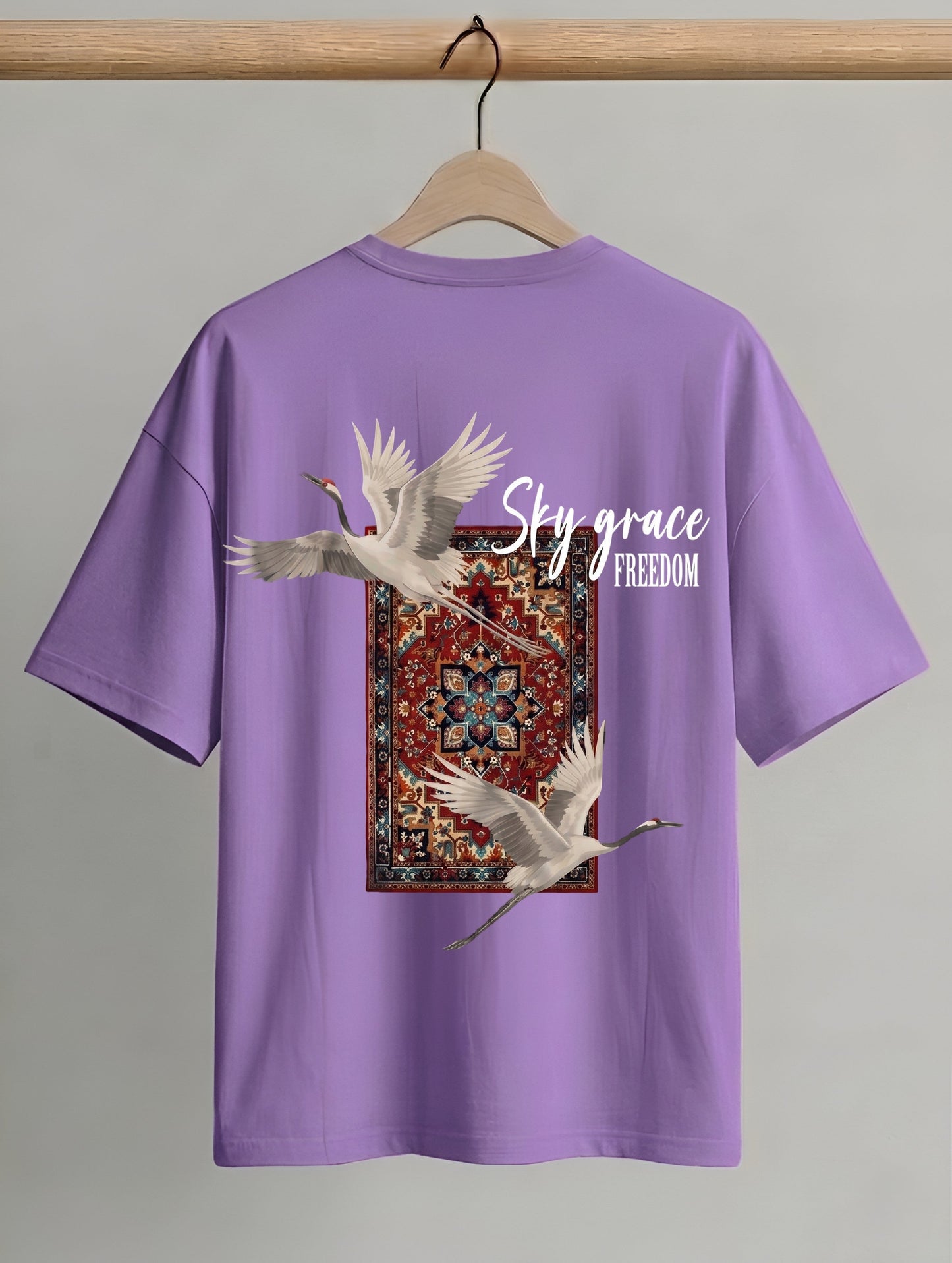Evenway Fly Your Own Way Graphic Tee Graphic T-Shirt – Crane Print Oversized Fit