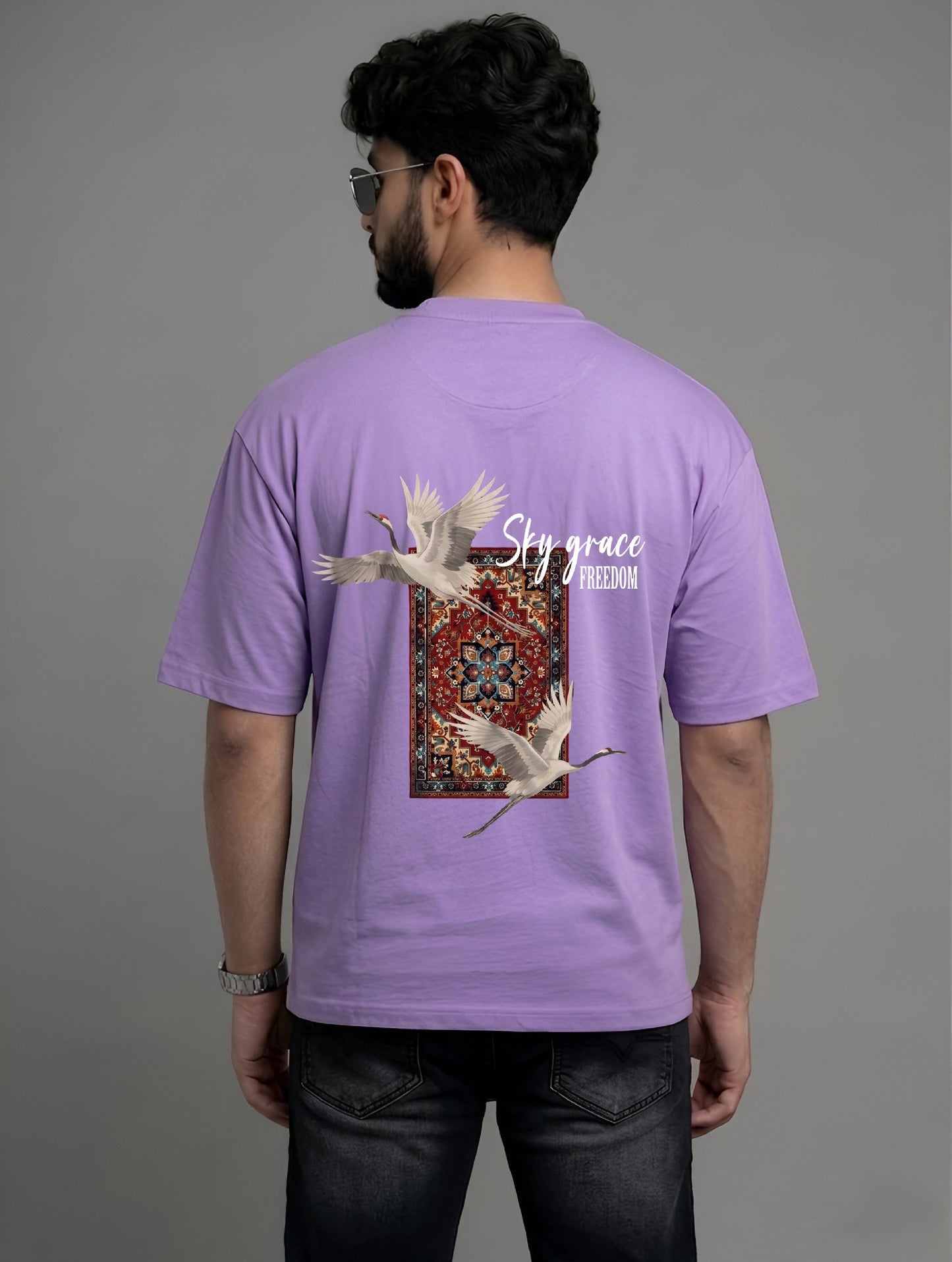 Evenway Fly Your Own Way Graphic Tee Graphic T-Shirt – Crane Print Oversized Fit