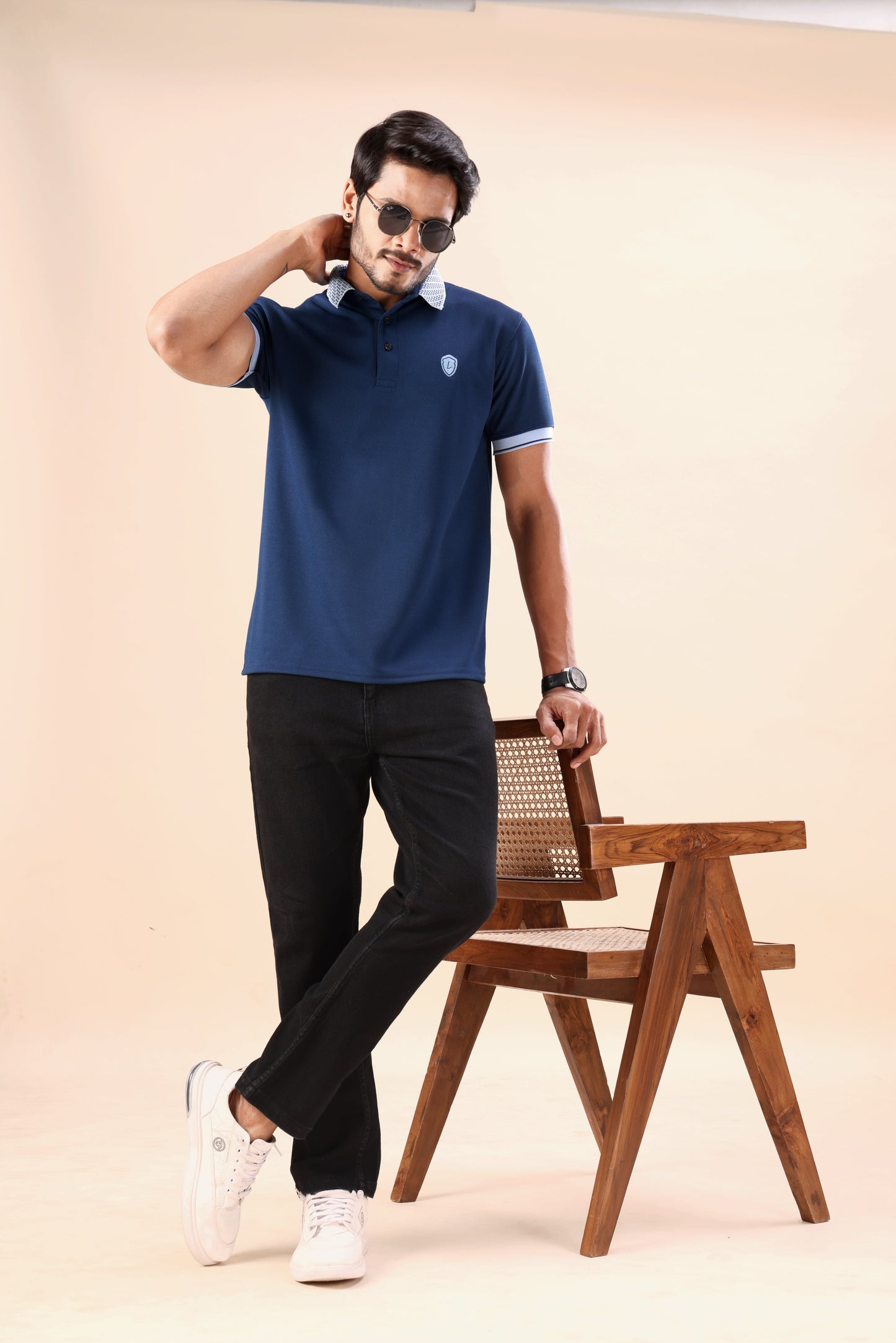 Evenway Men’s Premium Navy Blue Polo T-Shirt – Slim Fit Casual Half Sleeve Polo Tee with Contrast Collar for Smart Everyday Wear