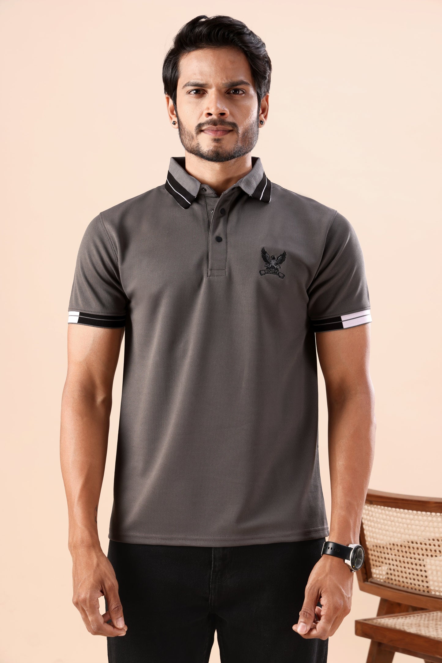 Polo T-Shirt – Slim Fit Casual Collar Neck Half Sleeve Textured Polo Tee for Everyday Smart Casual Wear