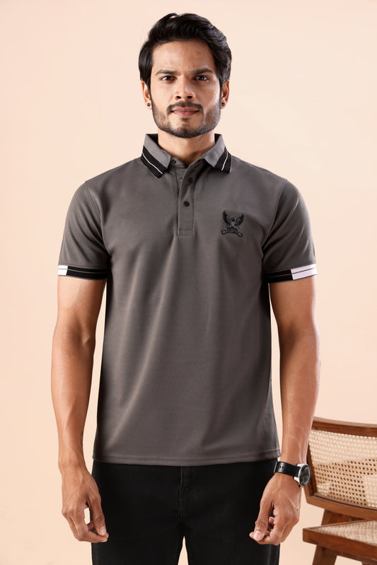 Polo T-Shirt – Slim Fit Casual Collar Neck Half Sleeve Textured Polo Tee for Everyday Smart Casual Wear