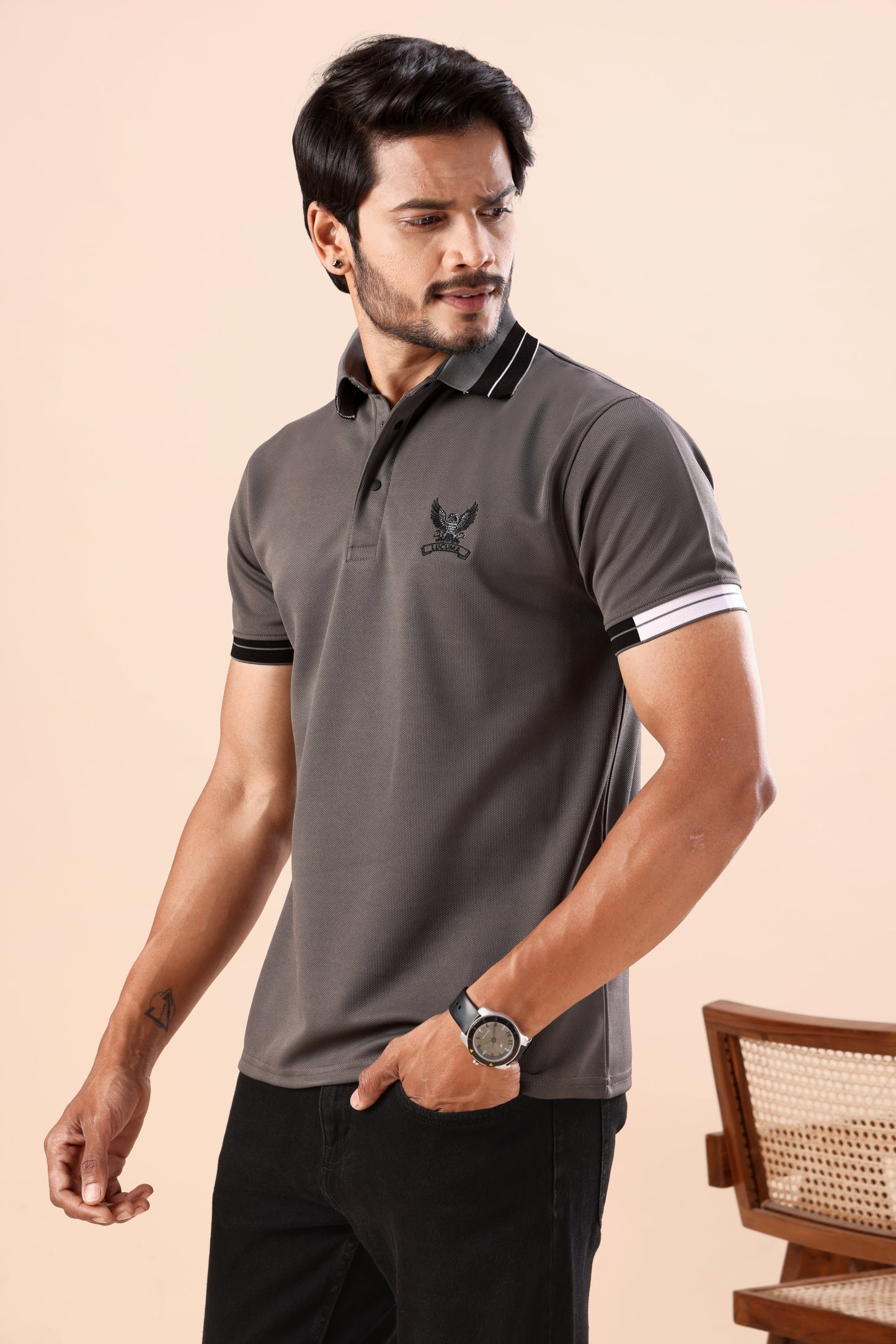 Polo T-Shirt – Slim Fit Casual Collar Neck Half Sleeve Textured Polo Tee for Everyday Smart Casual Wear