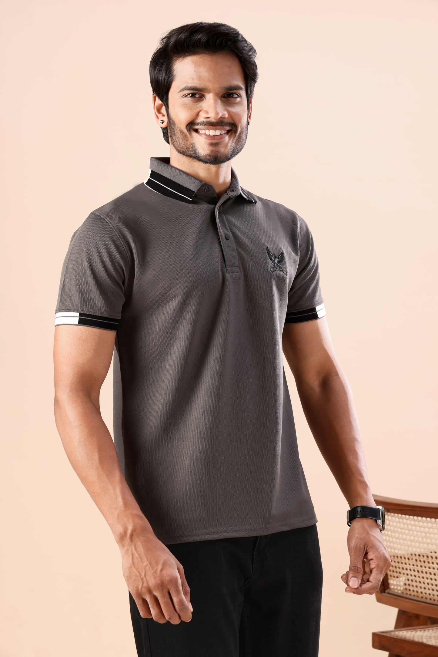 Polo T-Shirt – Slim Fit Casual Collar Neck Half Sleeve Textured Polo Tee for Everyday Smart Casual Wear