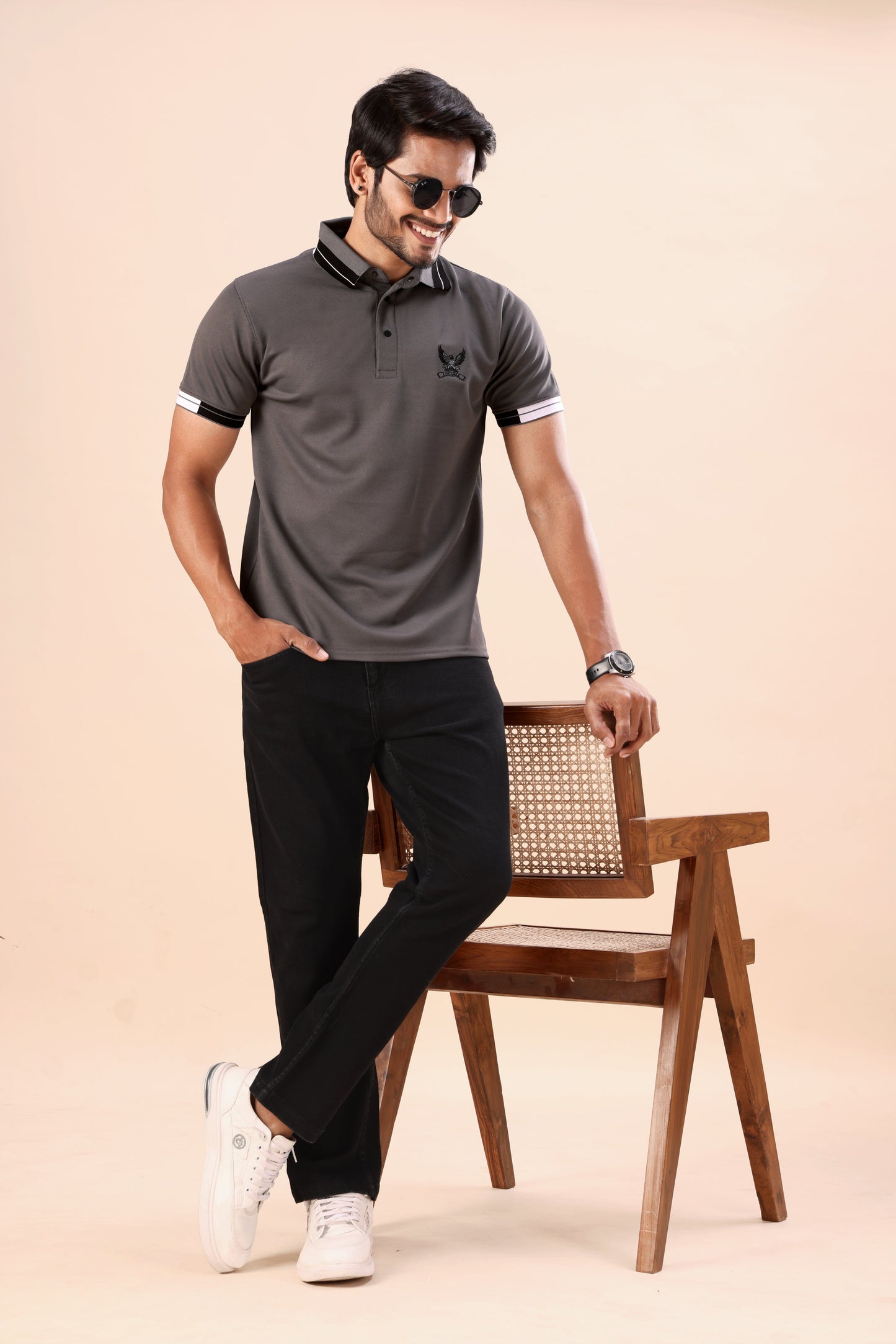 Polo T-Shirt – Slim Fit Casual Collar Neck Half Sleeve Textured Polo Tee for Everyday Smart Casual Wear