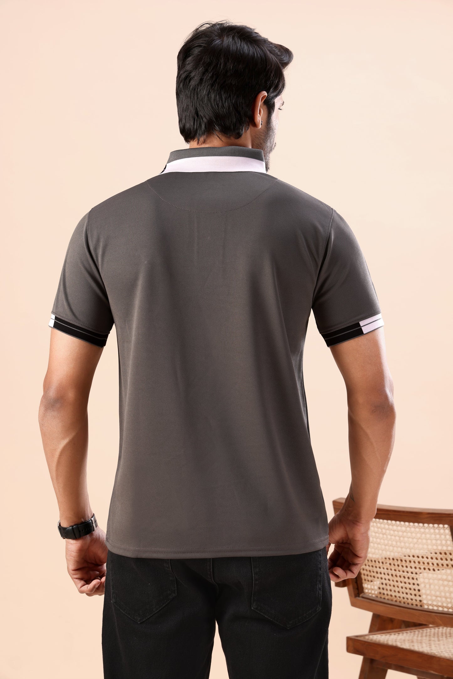 Polo T-Shirt – Slim Fit Casual Collar Neck Half Sleeve Textured Polo Tee for Everyday Smart Casual Wear