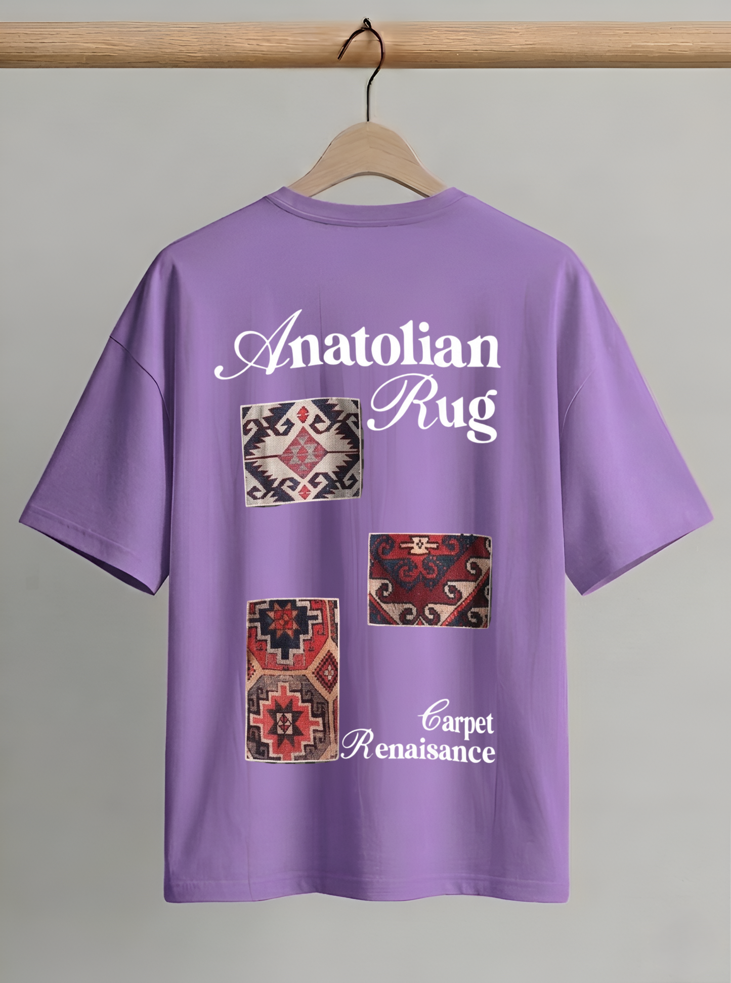 Evenway Anatolian Rug Beige Oversized Tee | Cultural Graphic Shirt