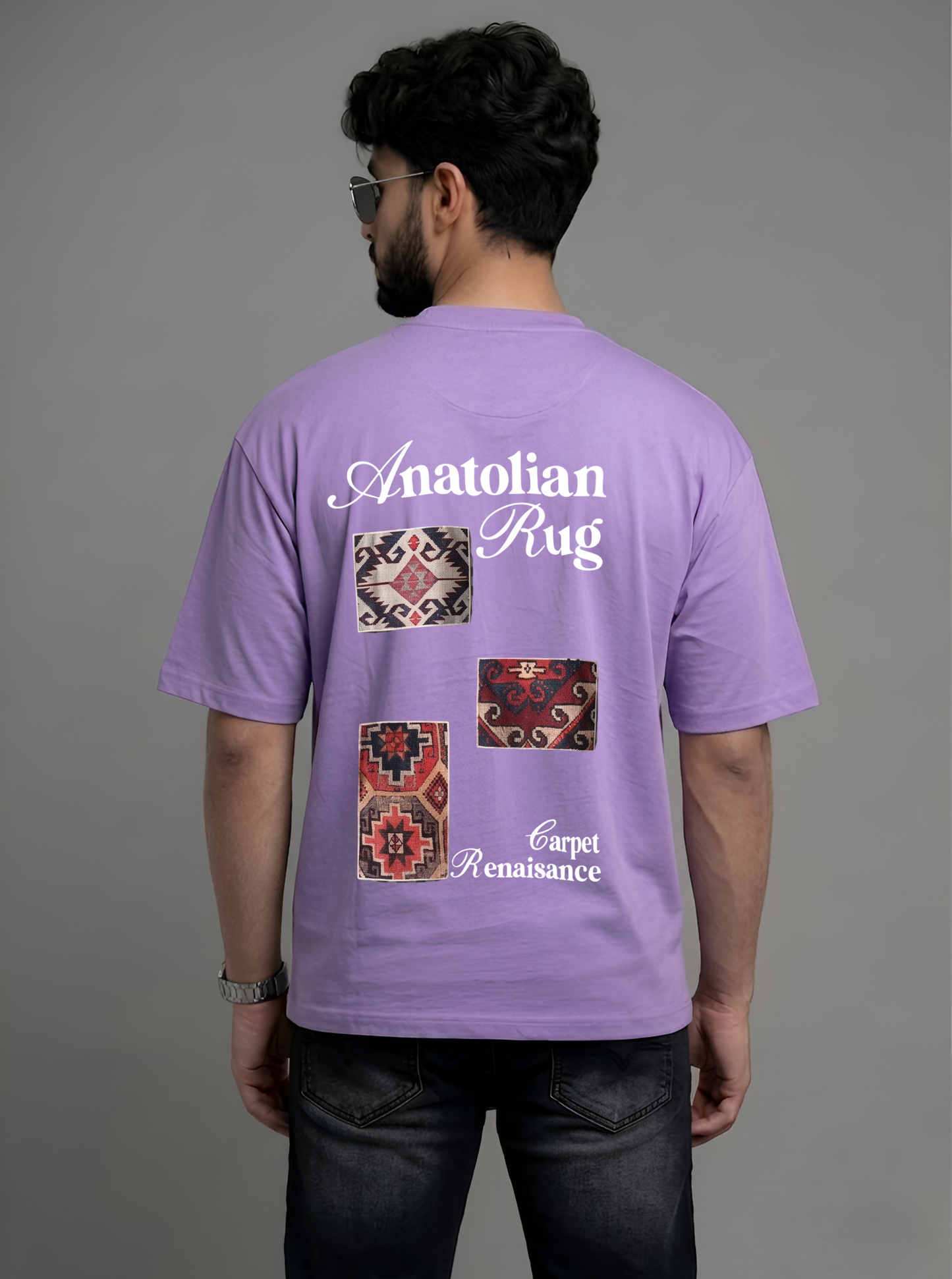 Evenway Anatolian Rug Beige Oversized Tee | Cultural Graphic Shirt