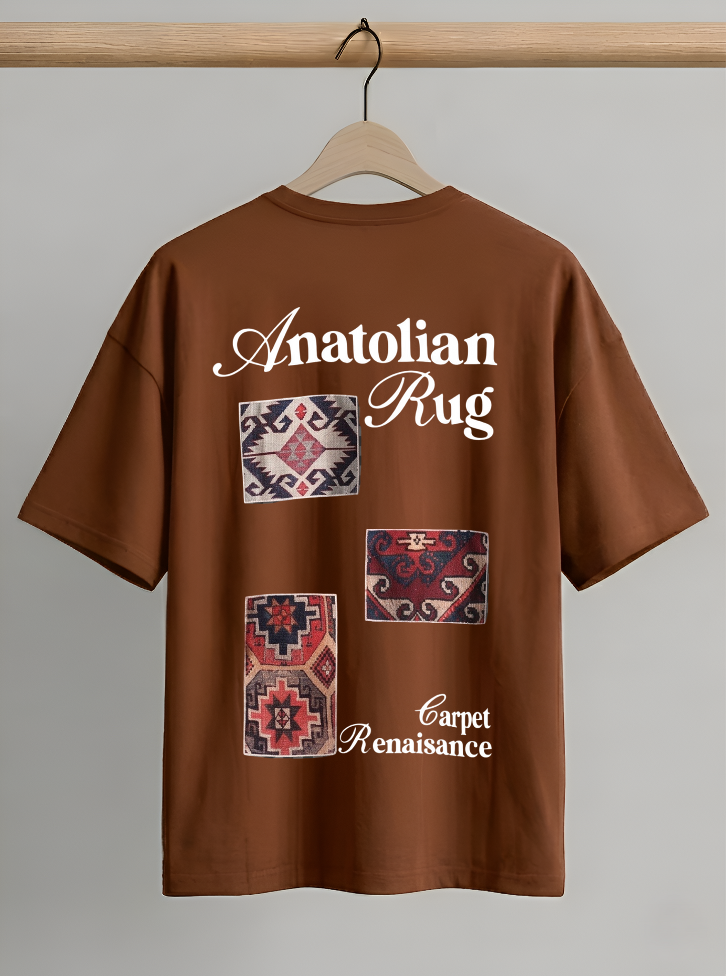 Evenway Anatolian Rug Beige Oversized Tee | Cultural Graphic Shirt