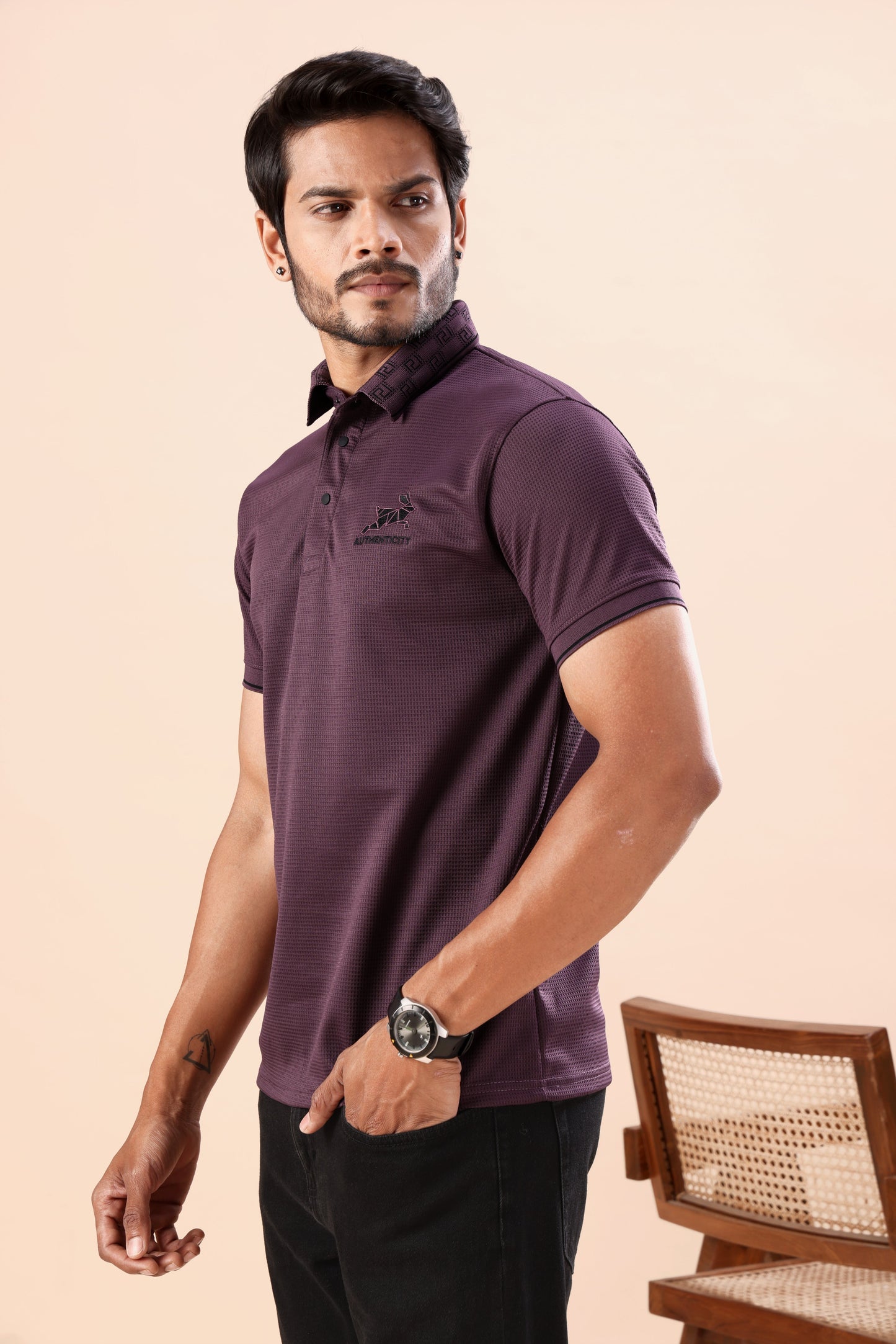 Evenway Premium Textured Polo T-Shirt – Stylish Slim Fit Casual Cotton Blend Polo for Everyday Wear