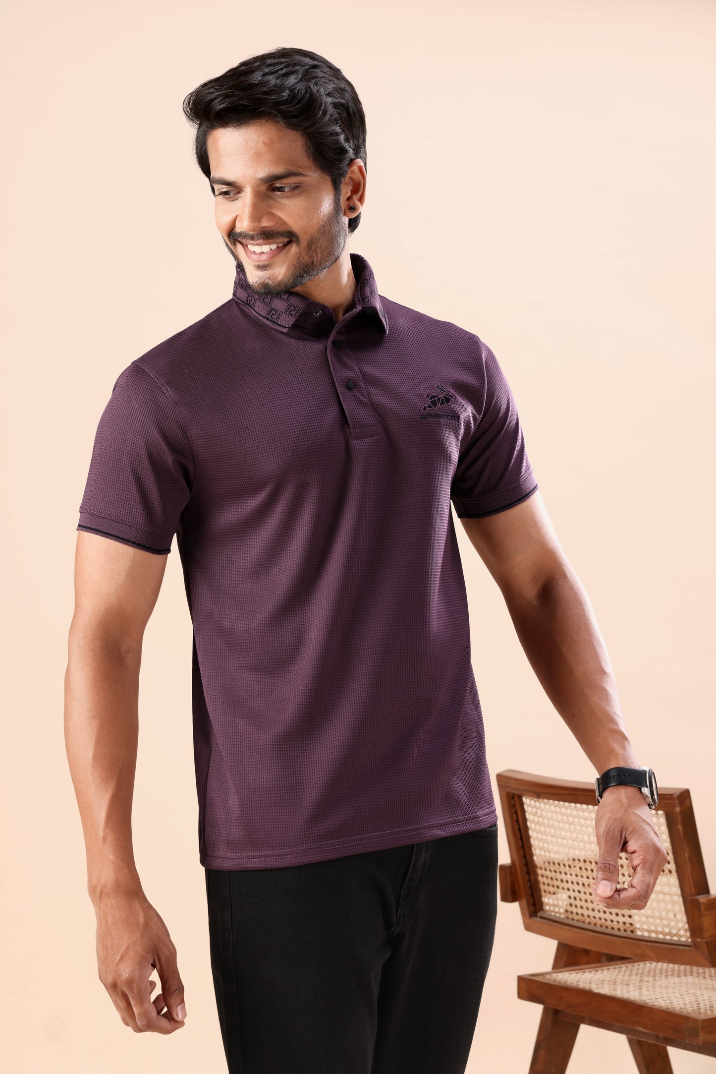 Evenway Premium Textured Polo T-Shirt – Stylish Slim Fit Casual Cotton Blend Polo for Everyday Wear
