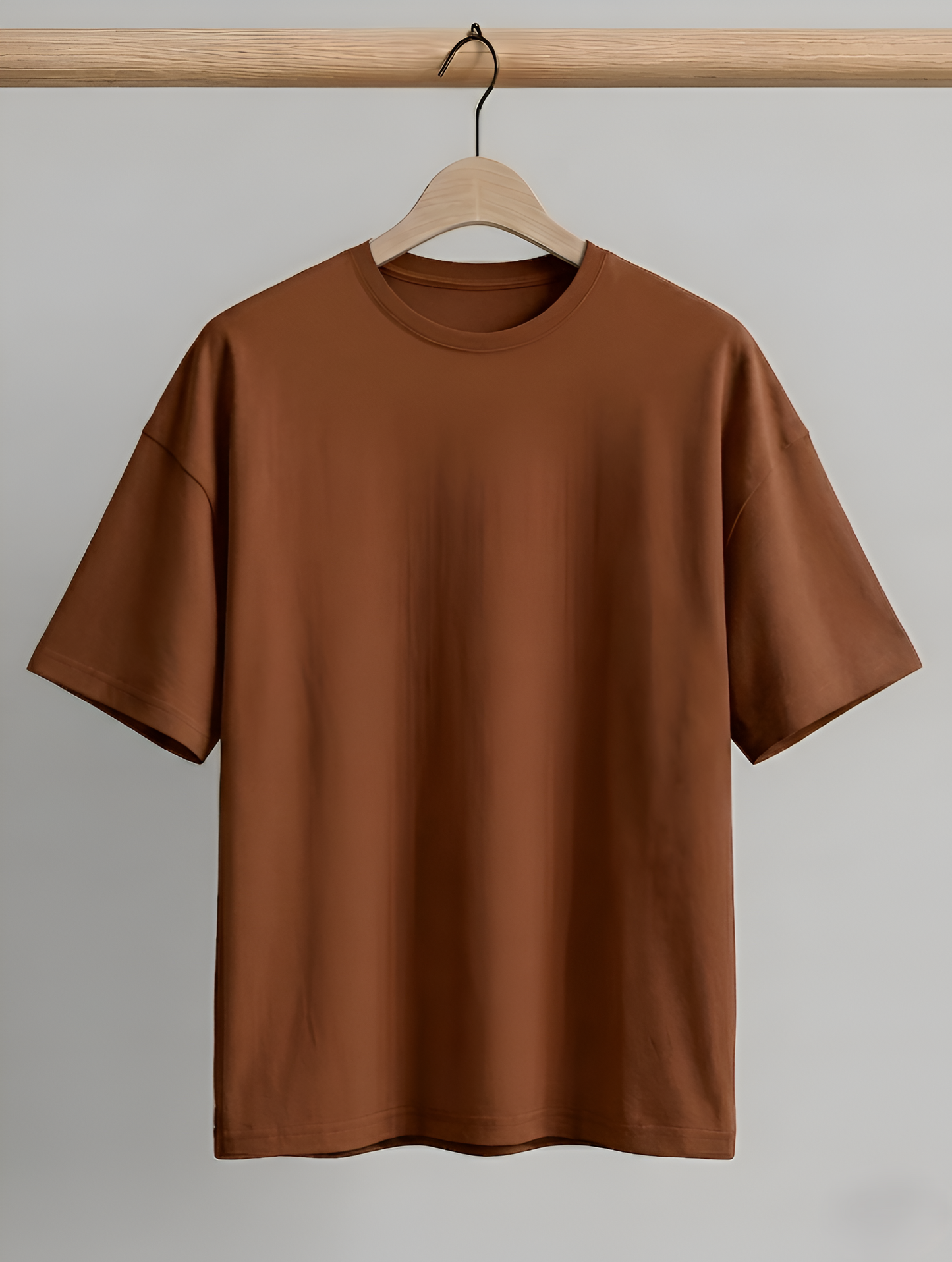 Premium Oversized Brown Cotton T-Shirt | Heavyweight Drop Shoulder Tee for Men & Women Streetwear