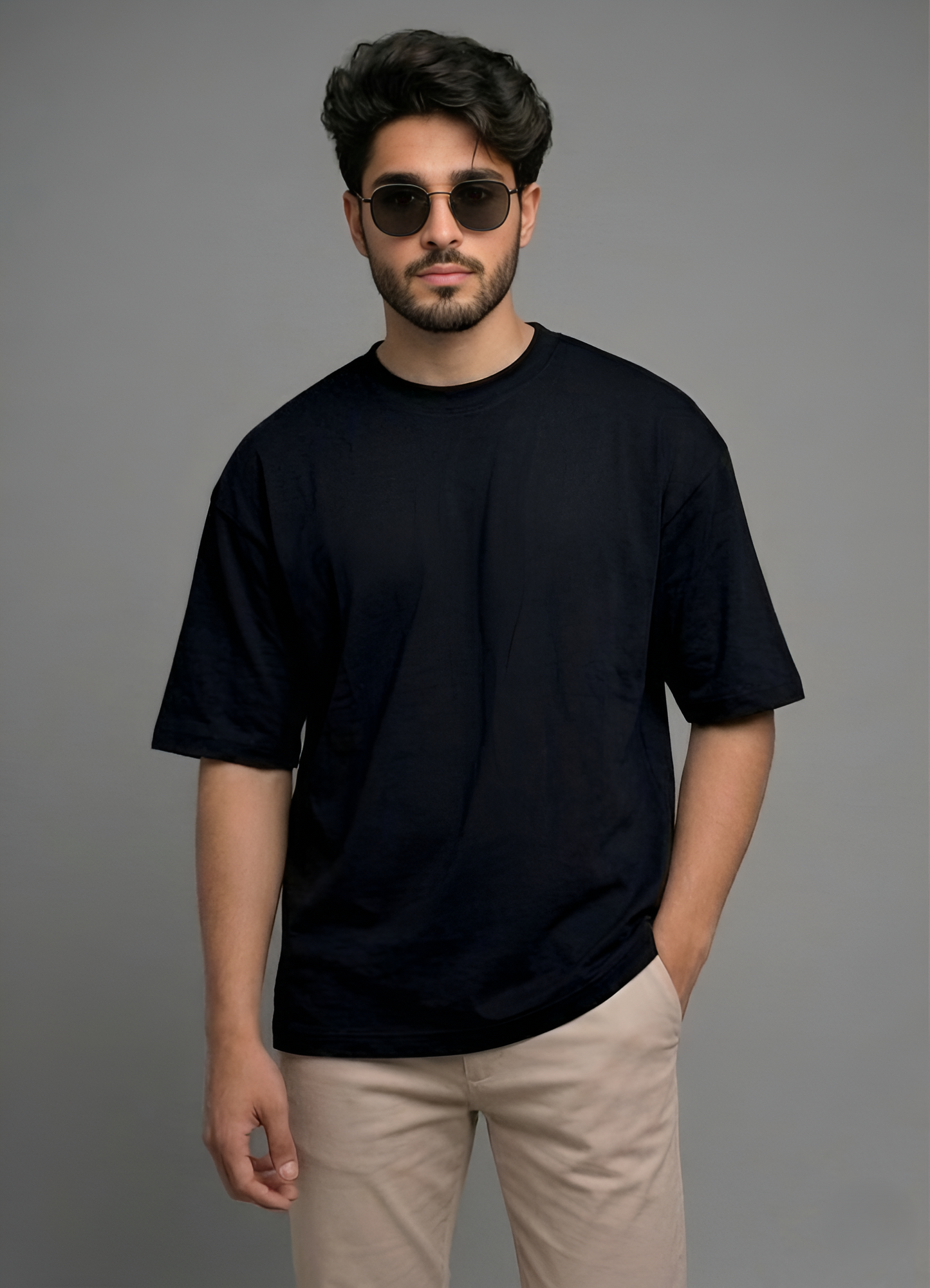 Unisex Oversized Cotton T-Shirt | Heavyweight Drop Shoulder Streetwear Tee | Premium Boxy Fit Black