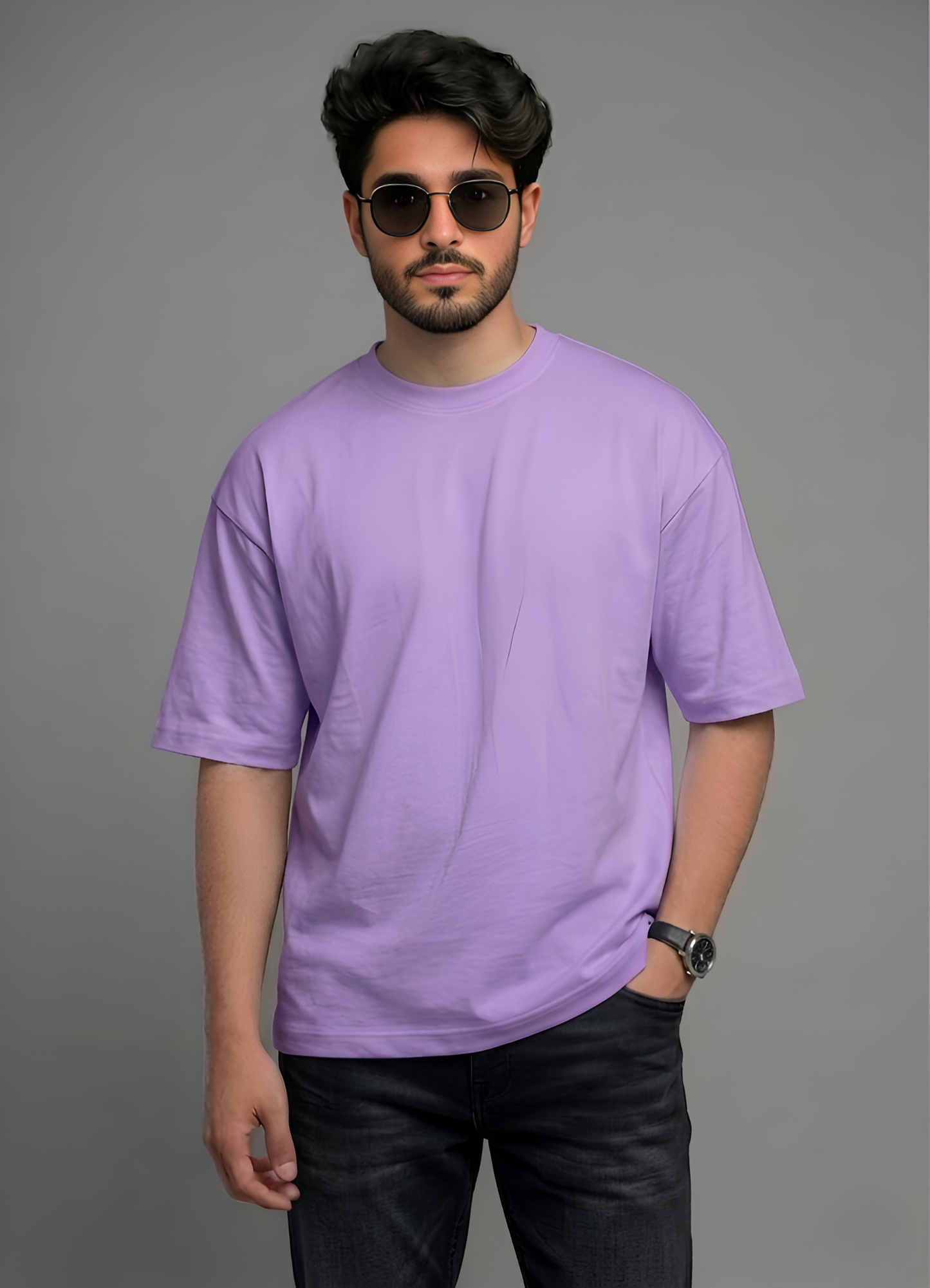 Premium Oversized Lavender Cotton T-Shirt | Heavyweight Drop Shoulder Tee for Men & Women Streetwear