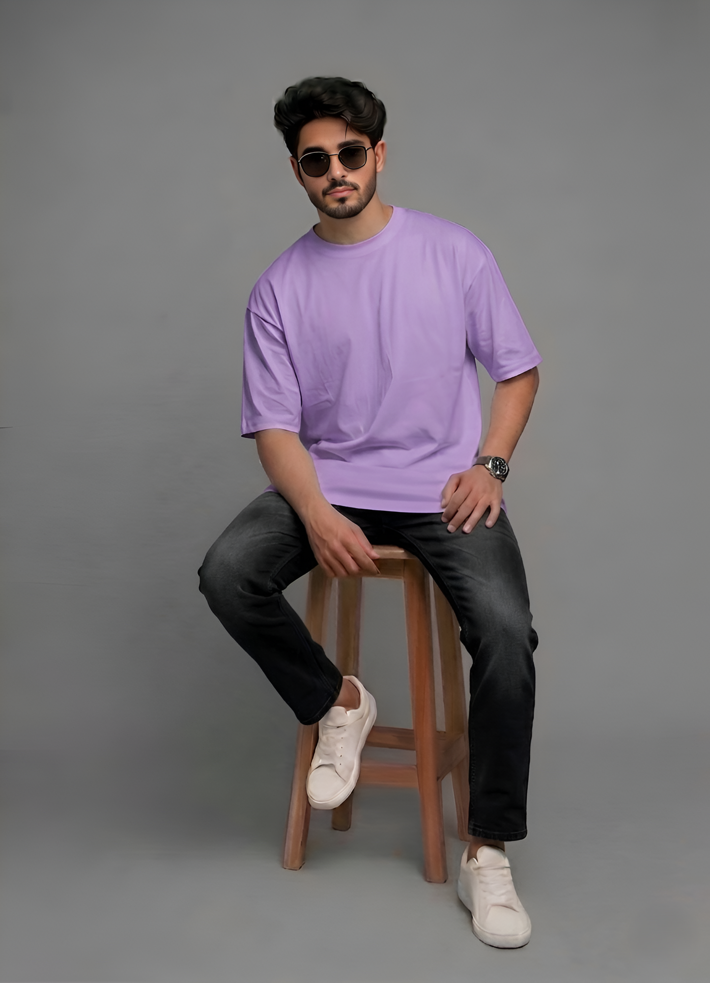 Premium Oversized Lavender Cotton T-Shirt | Heavyweight Drop Shoulder Tee for Men & Women Streetwear