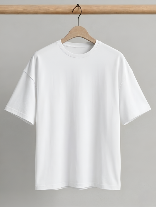 Premium Oversized White Cotton T-Shirt | Heavyweight Drop Shoulder Tee for Men & Women Streetwear