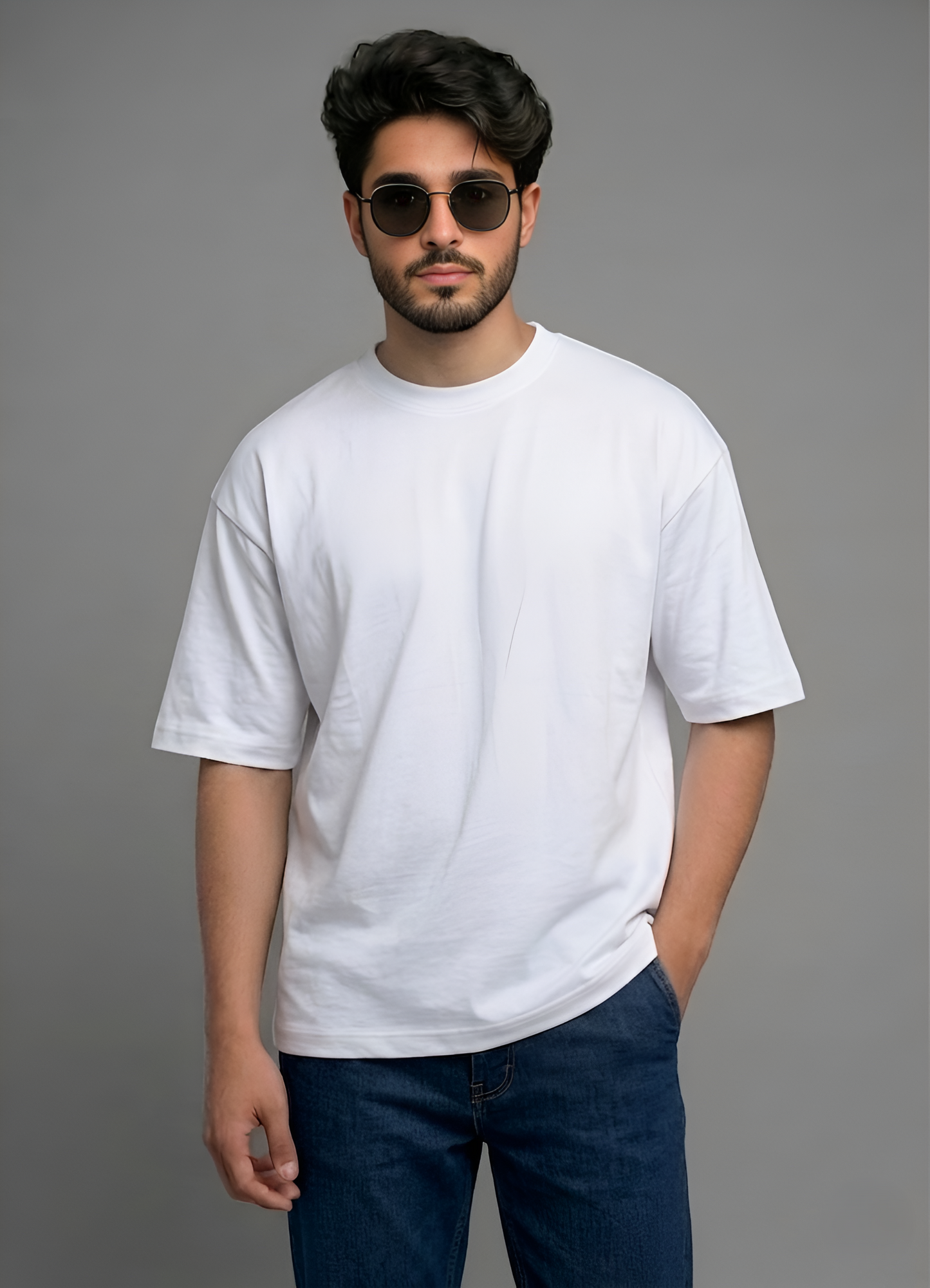 Premium Oversized White Cotton T-Shirt | Heavyweight Drop Shoulder Tee for Men & Women Streetwear