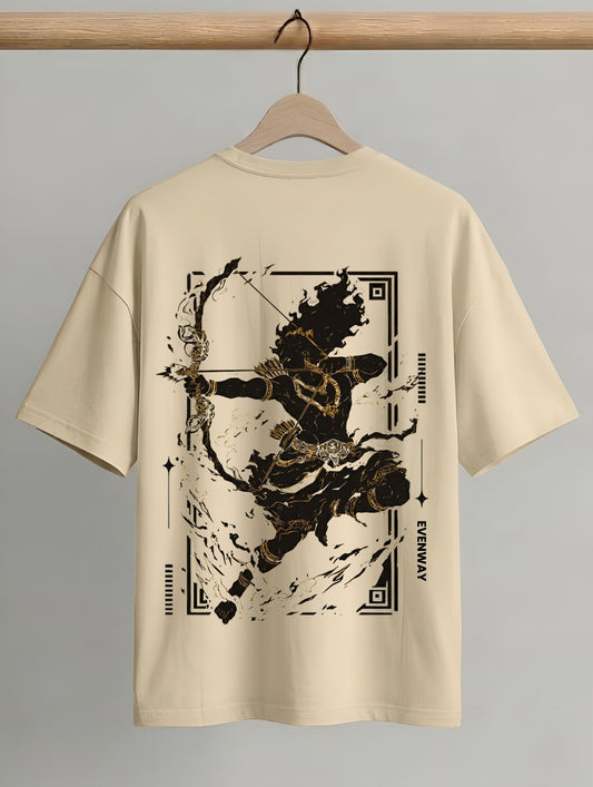 Evenway Signature Warrior Tee - Oversized Beige Streetwear