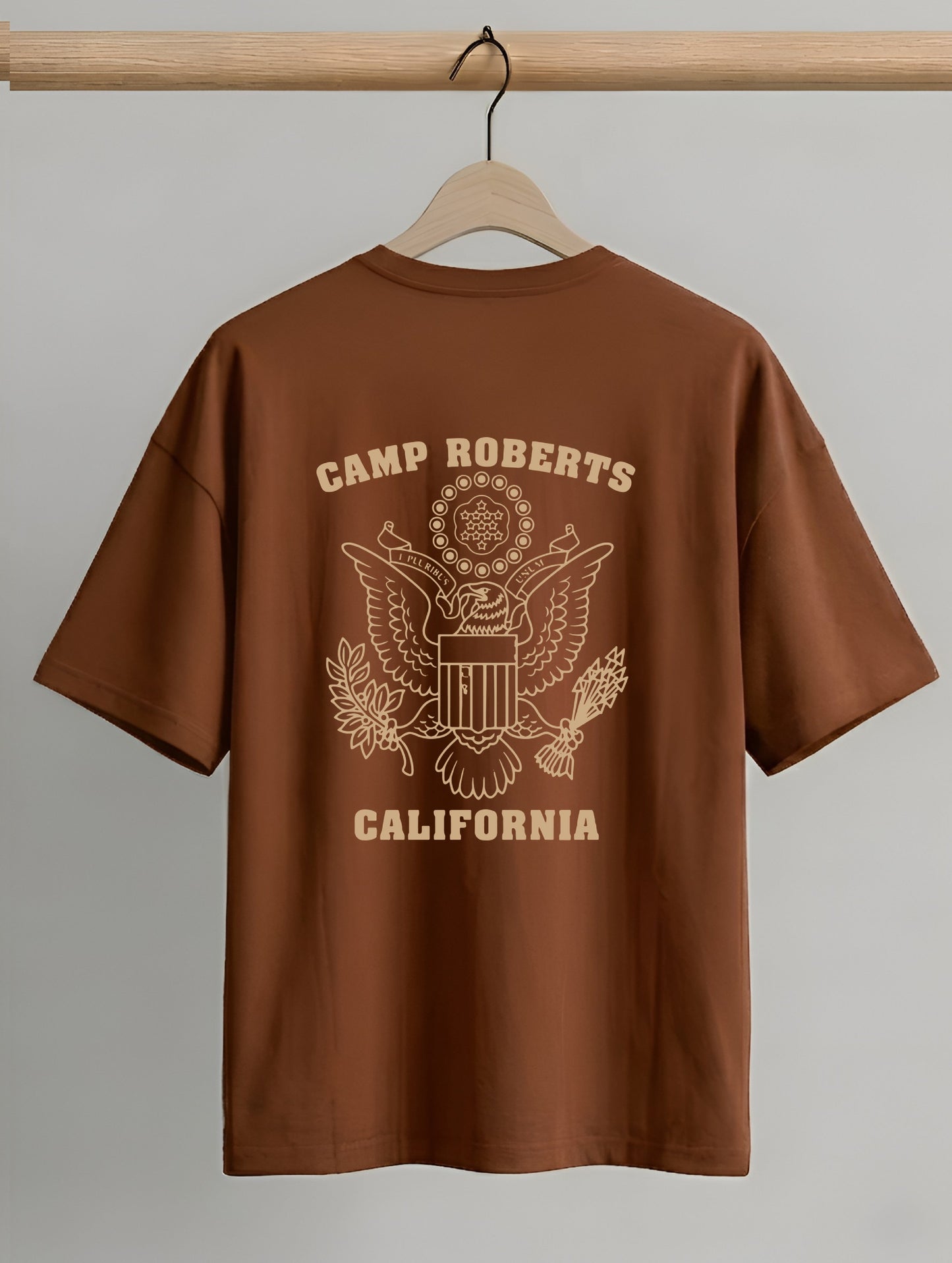 Evenway Premium Camp Roberts California Back Print T-Shirt for Men | Oversized Cotton Streetwear Tee