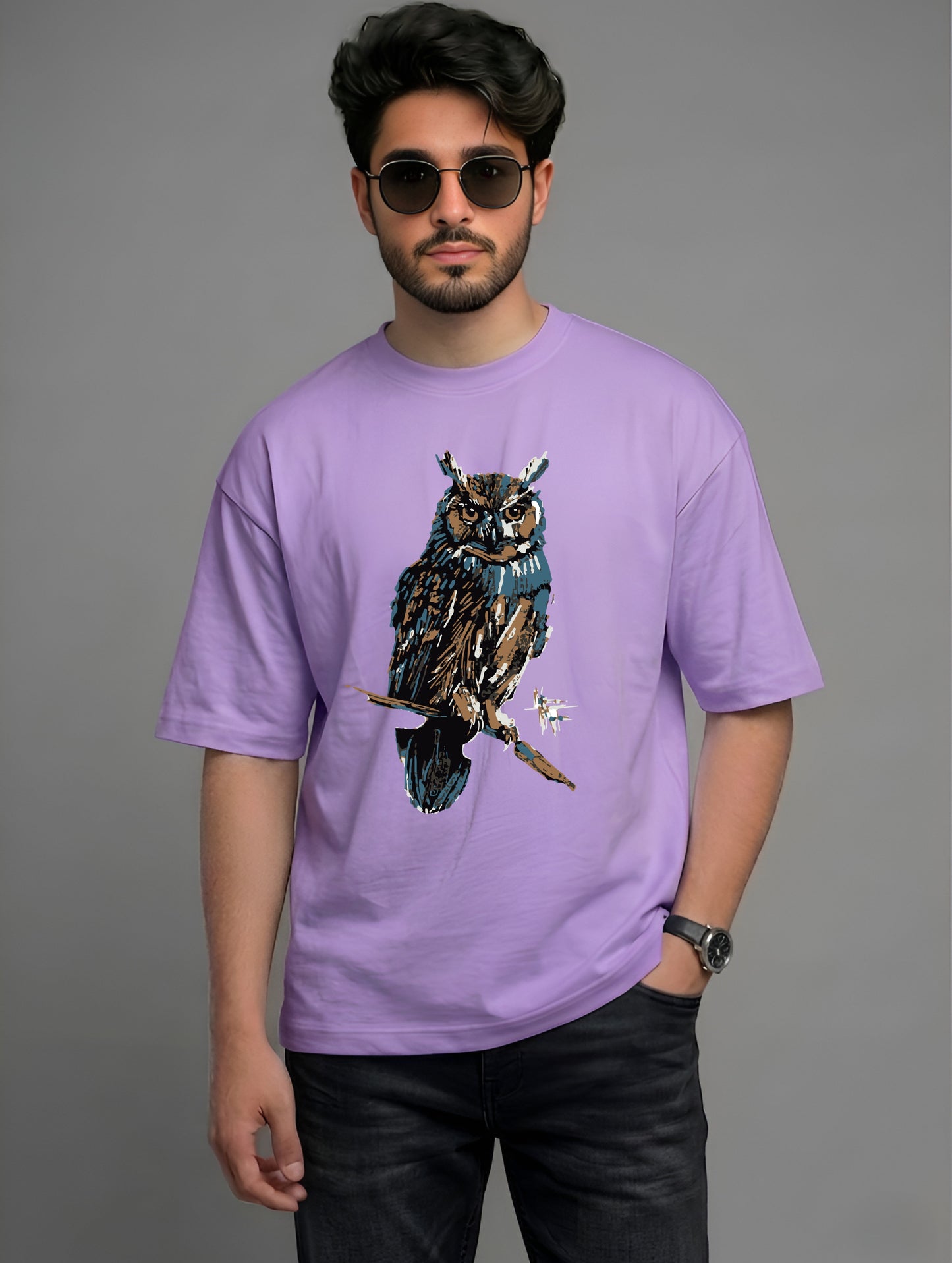 Evenway Premium Artistic Owl Graphic T-Shirt | Oversized Cotton Streetwear Tee