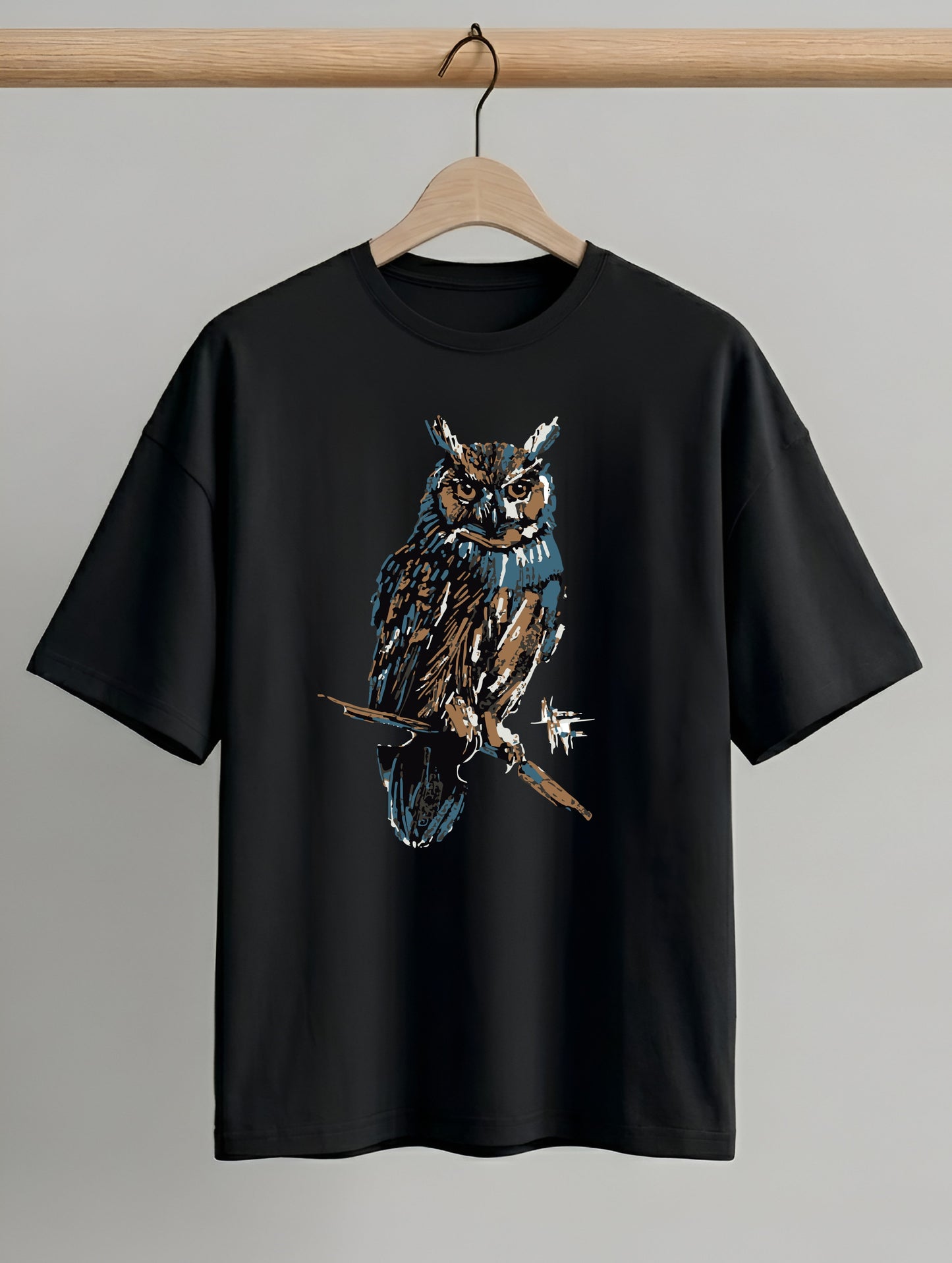 Evenway Premium Artistic Owl Graphic T-Shirt | Oversized Cotton Streetwear Tee