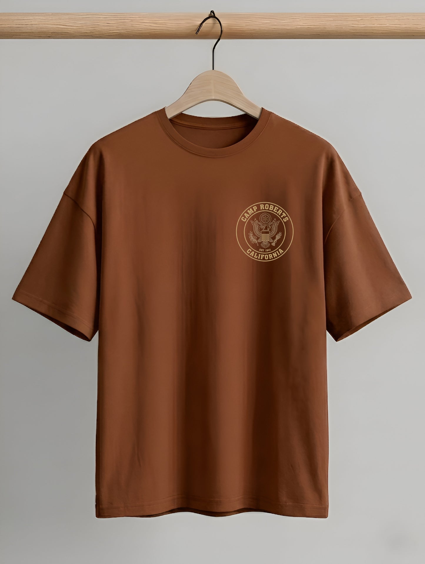 Evenway Premium Camp Roberts California Back Print T-Shirt for Men | Oversized Cotton Streetwear Tee