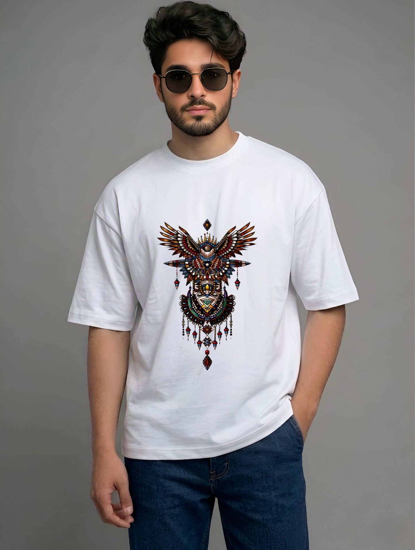 Evenway Tribal Phoenix Oversized Tee | Premium Totem Graphic T-Shirt