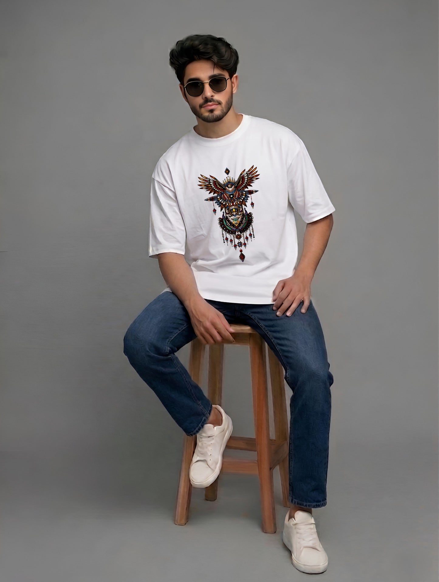 Evenway Tribal Phoenix Oversized Tee | Premium Totem Graphic T-Shirt
