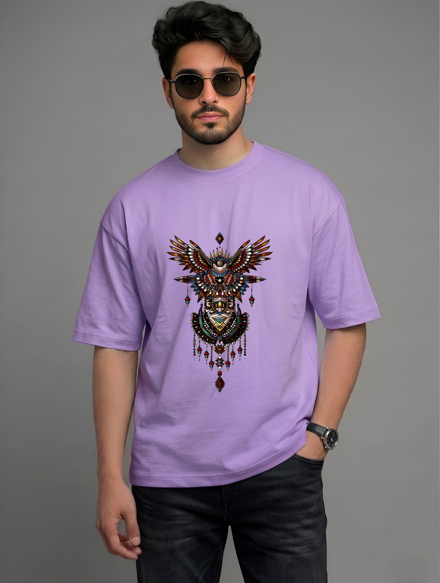 Evenway Tribal Phoenix Oversized Tee | Premium Totem Graphic T-Shirt