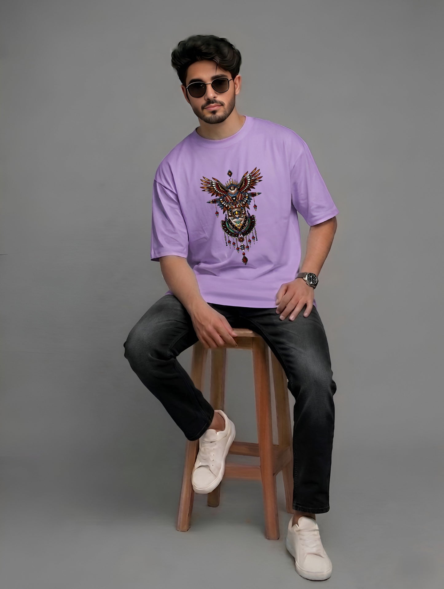 Evenway Tribal Phoenix Oversized Tee | Premium Totem Graphic T-Shirt