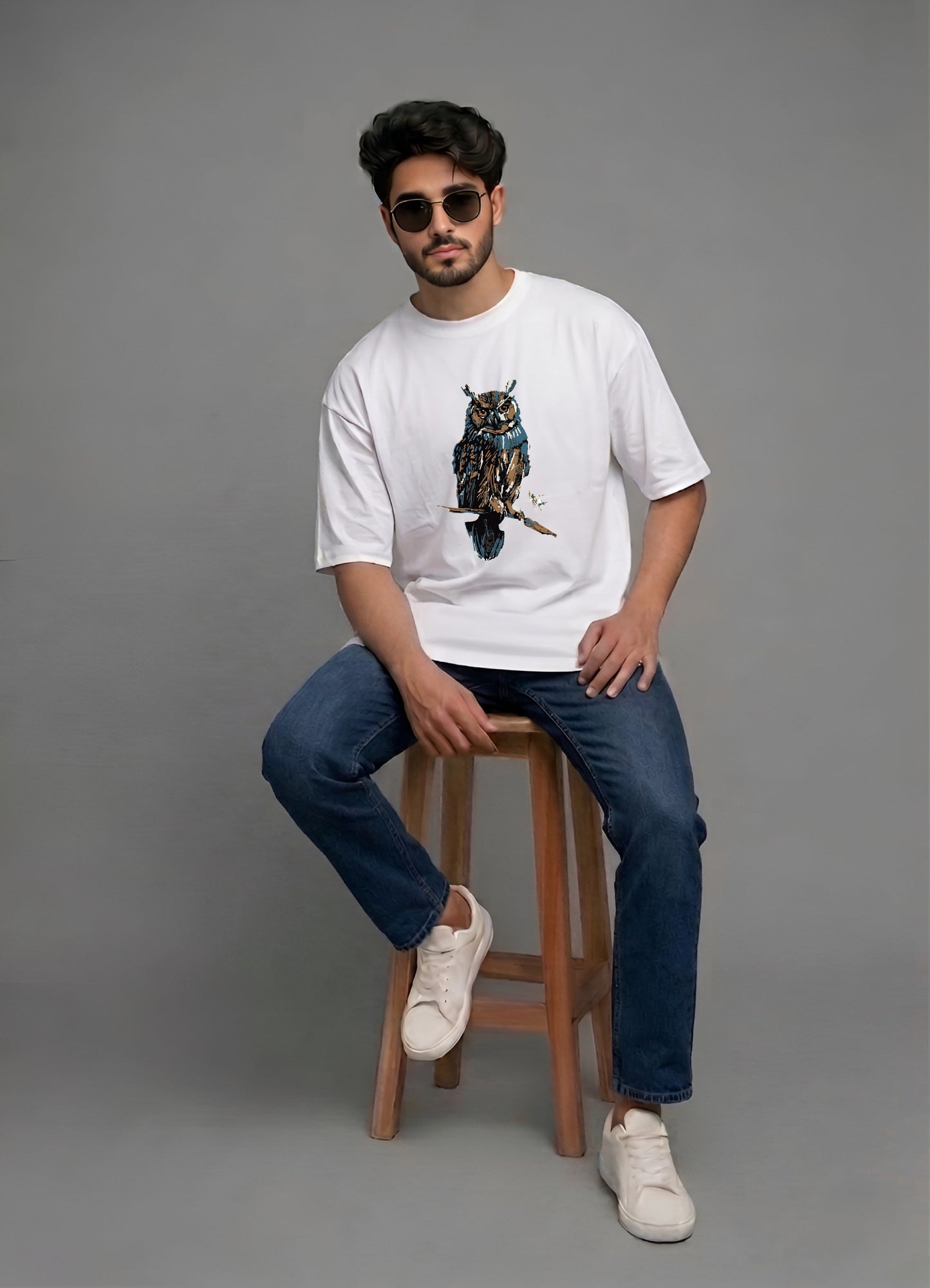 Evenway Premium Artistic Owl Graphic T-Shirt | Oversized Cotton Streetwear Tee
