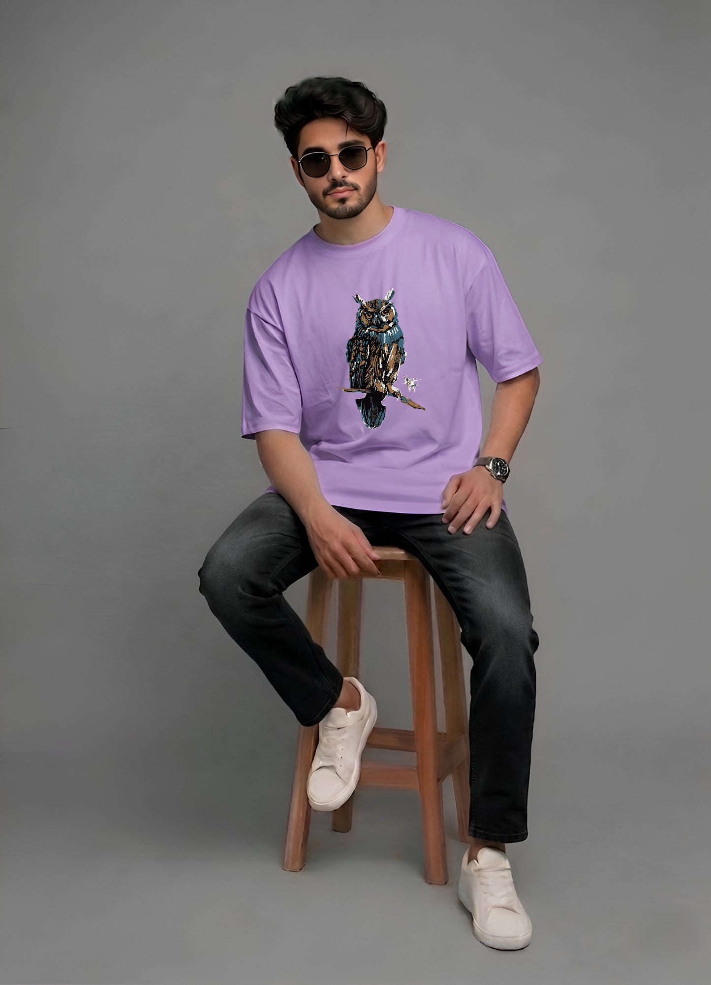 Evenway Premium Artistic Owl Graphic T-Shirt | Oversized Cotton Streetwear Tee
