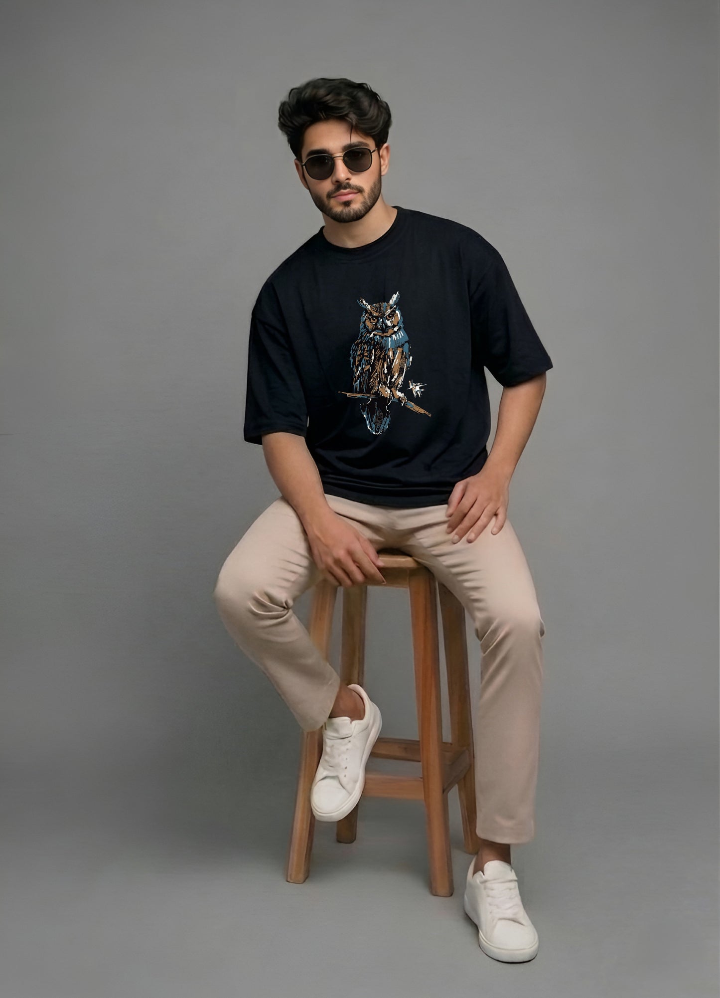 Evenway Premium Artistic Owl Graphic T-Shirt | Oversized Cotton Streetwear Tee