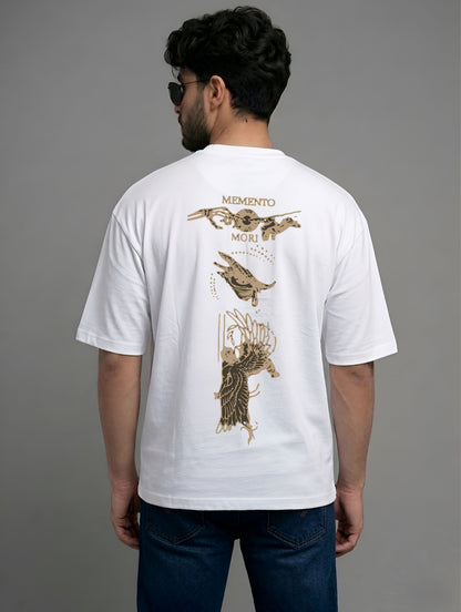Evenway Memento Mori Graphic Tee - Rust White Oversized Fit
