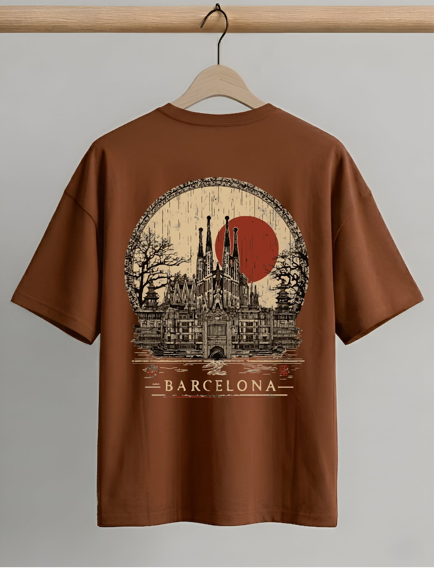 Evenway Memento Mori Graphic Tee - Rust Black Oversized Fit