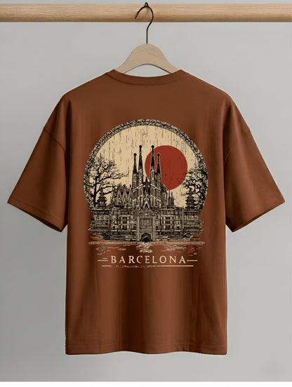 Evenway Memento Mori Graphic Tee - Rust Black Oversized Fit