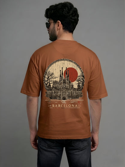 Evenway Memento Mori Graphic Tee - Rust Black Oversized Fit