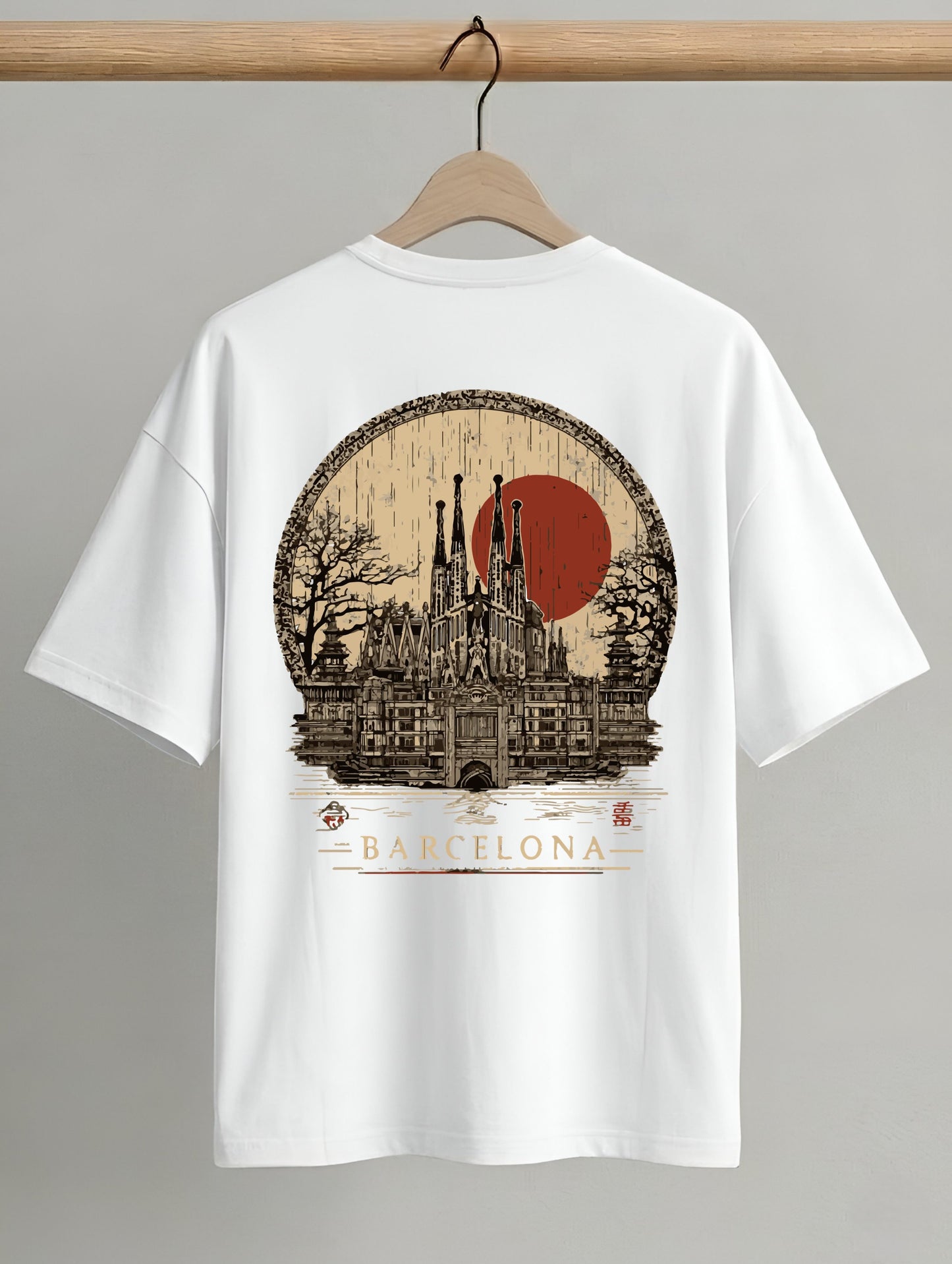 Evenway Memento Mori Graphic Tee - Rust Black Oversized Fit