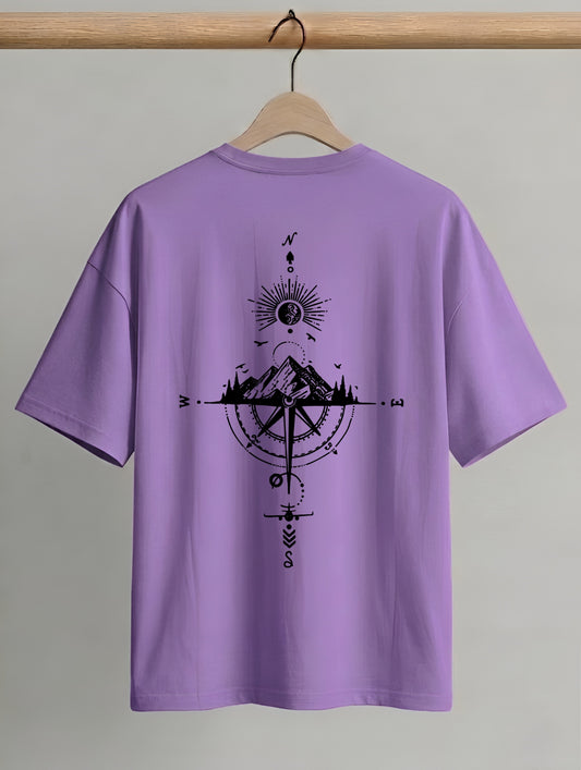 Evenway Adventure Compass Mountain Graphic T-Shirt – Minimalist Outdoor Explorer Tee