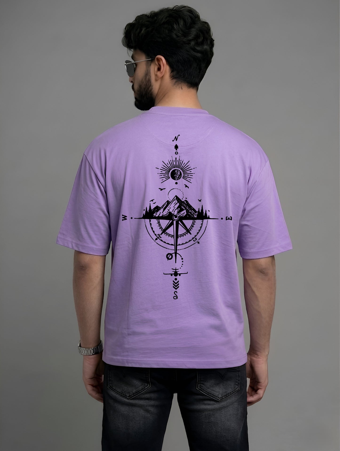 Evenway Adventure Compass Mountain Graphic T-Shirt – Minimalist Outdoor Explorer Tee