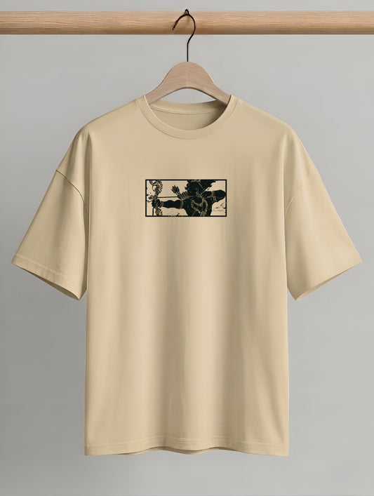 Evenway Signature Warrior Tee - Oversized Beige Streetwear