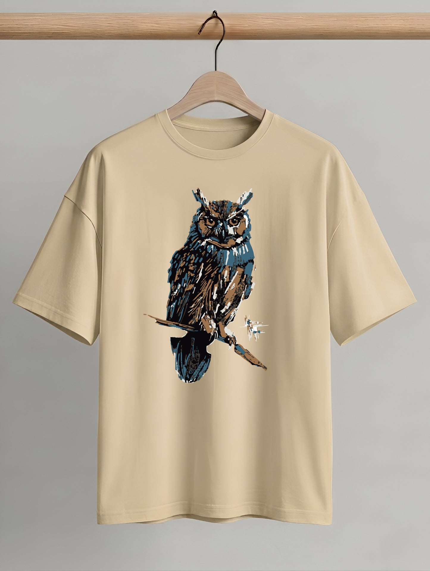 Evenway Premium Artistic Owl Graphic T-Shirt | Oversized Cotton Streetwear Tee