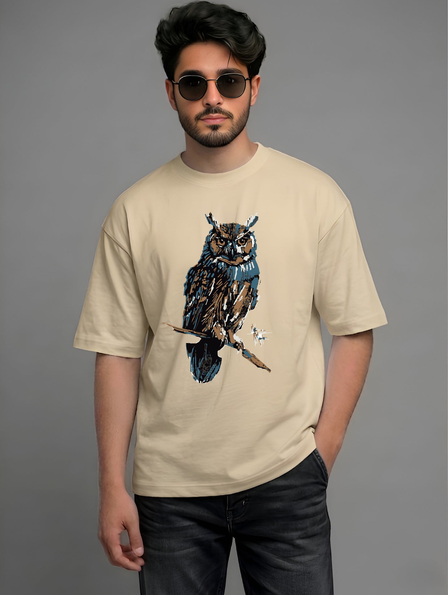Evenway Premium Artistic Owl Graphic T-Shirt | Oversized Cotton Streetwear Tee