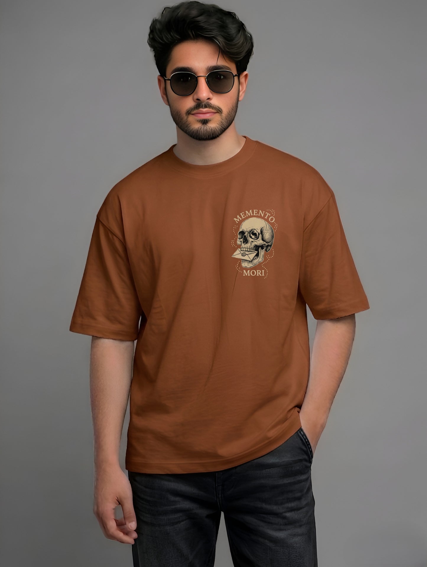 Evenway Graphic Vintage Skull & Angel Wings Back Print Oversized T-shirt