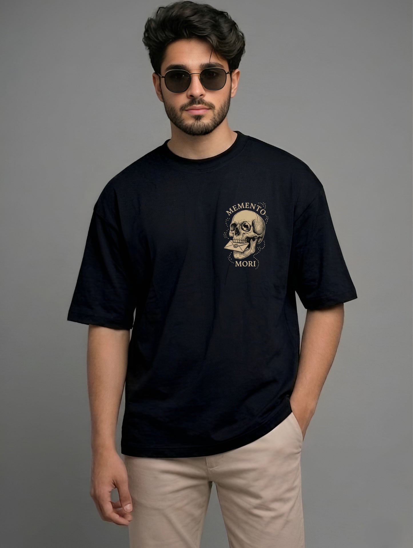 Evenway Graphic Vintage Skull & Angel Wings Back Print Oversized T-shirt