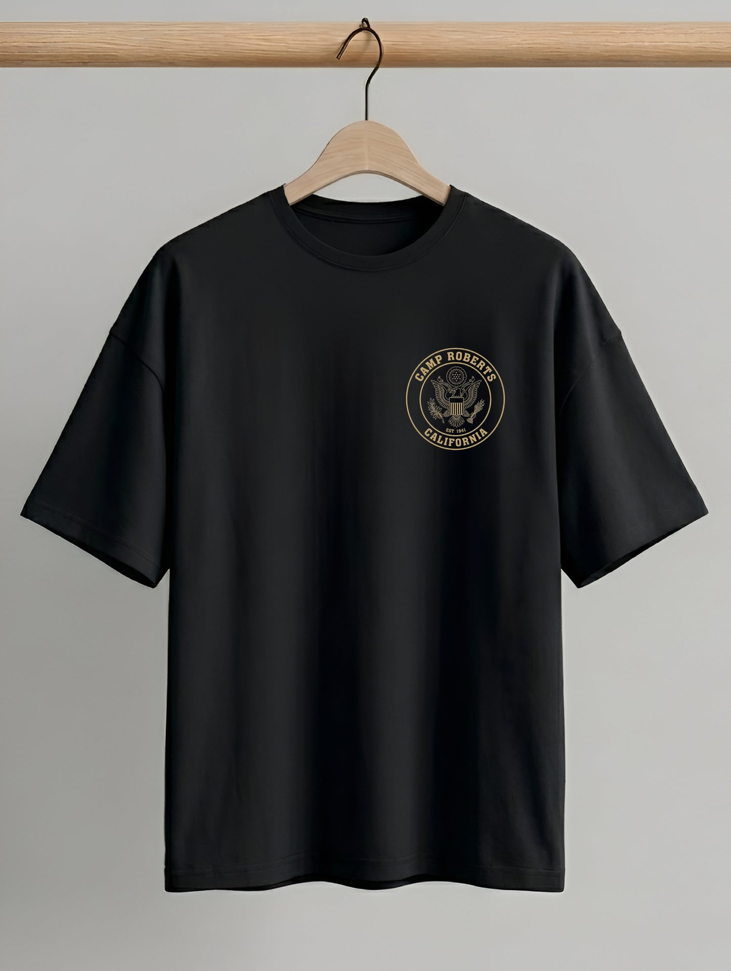 Evenway Premium Camp Roberts California Back Print T-Shirt for Men | Oversized Cotton Streetwear Tee