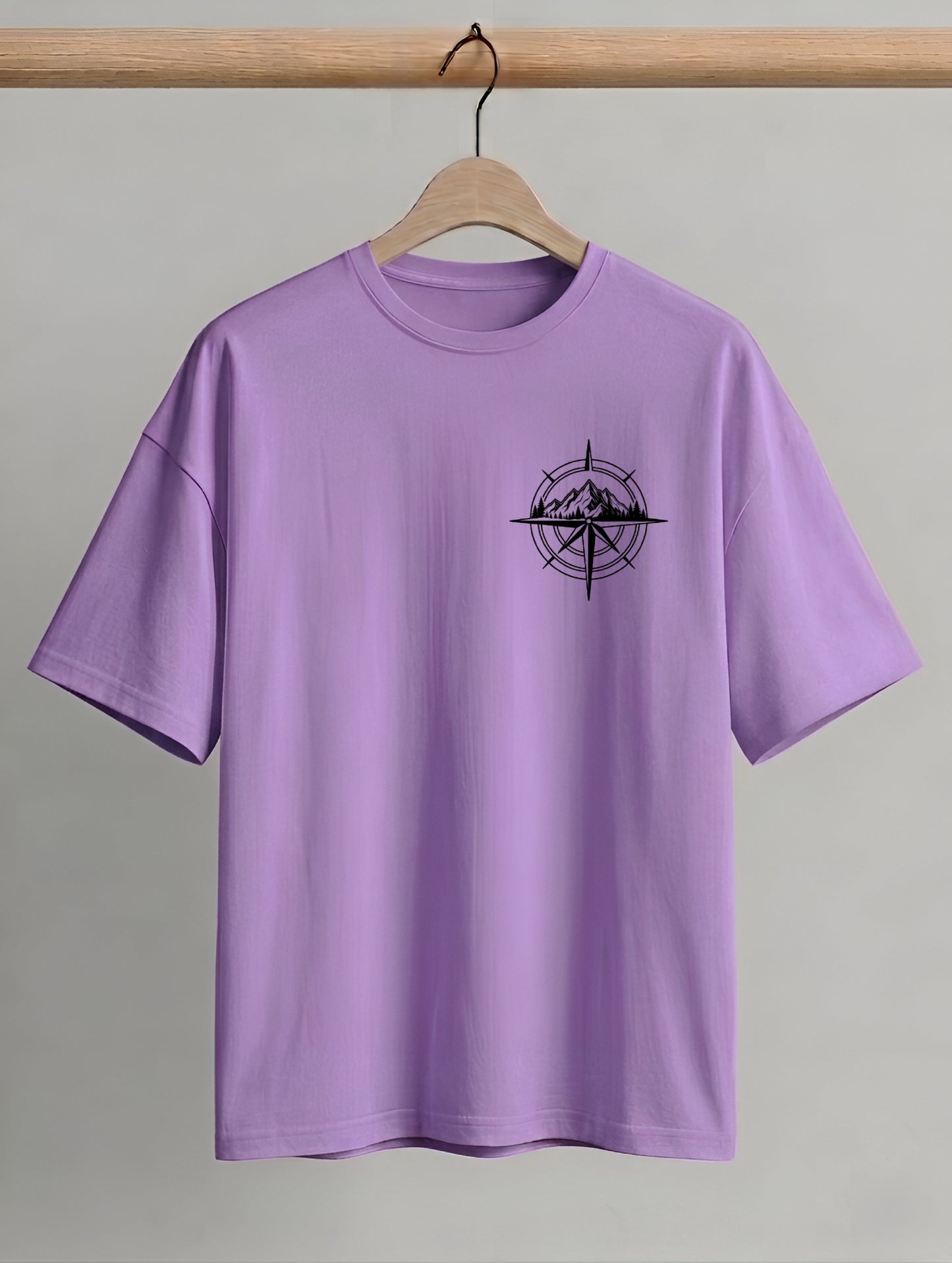 Evenway Adventure Compass Mountain Graphic T-Shirt – Minimalist Outdoor Explorer Tee